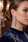 Gümüş Renk Zirkon Taşlı Sarmaşık Yaprak Model Kadın Abiye Küpe