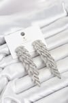 Gümüş Renk Zirkon Taşlı Sarmaşık Yaprak Model Kadın Abiye Küpe
