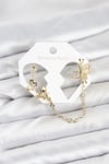 Kelebekli Model Pirinç Gold Renk Zincir Bağlantılı Ear Cuff Küpe Seti