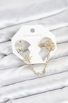 Kutup Yıldızı Model Pirinç Gold Renk Zincir Bağlantılı Ear Cuff Küpe Seti