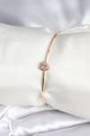 Pembe Zirkon Taşlı Kalp Model Gold Renk Kadın Bileklik