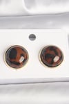 Pirinç Gold Renk 3D Daire Leopar Model Kadın Küpe
