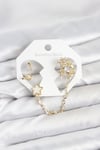 Pirinç Gold Renk Yıldız Model Zincir Bağlantılı Ear Cuff Küpe Seti