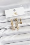 Pirinç Gold Renk Zirkon Taşlı Yıldız Vintage Model YSX Trio Küpe Seti