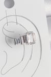Pirinç Gümüş Renk Kare Zirkon Taşlı Kadın Kıkırdak Model Küpe