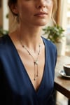Pirinç Gümüş Renk Zirkon Taşlı Yıldız Model Kadın Kolye