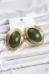 Pirinç Yeşil Badem Model Vintage Gold Kadın Küpe