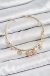 Pirinç Zirkon Taşlı Pembe Kalp Model Gold Renk Charm Bileklik