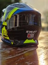 FULL FACE KASK SWAY SW618 parlak siyah mavi sarı