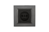 OVİVO Quantum Manyetik Gri Topraklı Priz (Çerçeve Dahil - Metalik Siyah Kapaklı)