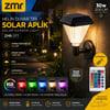 ZMR-377 Helin RGB Kumandalı Solar Duvar Apliği IP65 Güneş Enerjili Bahçe ve Dış Cephe Aydınlatması
