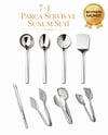 7+1 Parça Uzun Ömürlü Paslanmaz Çelik Profesyonel Servis ve Sunum Seti – Pasta Maşası Hediyeli