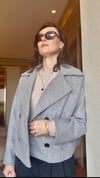 KIRÇILLI ÇİZGİLİ GRİ KISA KABAN PREMIUM
