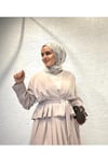 Belden Bağlamalı Ceketli Takım Bej