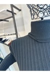 Hot Fashion Fitilli Balıkçı Yaka Kazak Siyah