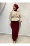 Lıne Fitilli Etek Bordo