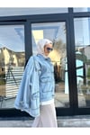Magazin Denim Kot Ceket Taşlı Mavi