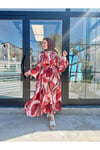 Moda Ala Çiçek Desenli Takım Bordo