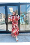 Moda Ala Çiçek Desenli Takım Bordo