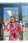 Moda Ala Çiçek Desenli Takım Bordo