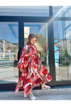 Moda Ala Çiçek Desenli Takım Bordo