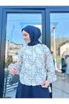 Yaprak Desen Ceket Lacivert