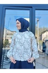 Yaprak Desen Ceket Lacivert