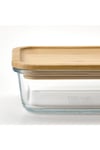 1 Lt Bambu 21x15x7 Cm Vakumlu Dikdörtgen Bambu Kapaklı Saklama Kabı Cam - Bambu