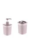 2 Li Banyo Seti. Elmas Desen Sıvı Sabunluk 500 Ml+diş Temizliği Organizeri(diş Fırçalık)