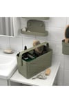 Bölmeli Saklama Sepeti Zeytin Yeşili 35x17x25 cm Kulplu Banyo-Mutfak Düzenleme Kutusu
