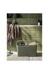 Bölmeli Saklama Sepeti Zeytin Yeşili 35x17x25 cm Kulplu Banyo-Mutfak Düzenleme Kutusu