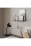 Duvar Rafı Kancalı Raf 42x12x26 Cm Siyah Renk Çelik kayın Ağscı