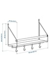 Duvar Rafı Kancalı Raf 42x12x26 Cm Siyah Renk Çelik kayın Ağscı
