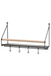 Duvar Rafı Kancalı Raf 42x12x26 Cm Siyah Renk Çelik kayın Ağscı