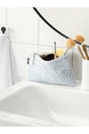 Fermuarlı Aksesuar Çantası 20x12 Cm Ikea Desenli Mini Makyaj Çantası Mavi-beyaz