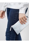 Fermuarlı Aksesuar Çantası 20x12 Cm Ikea Desenli Mini Makyaj Çantası Mavi-beyaz
