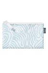 Fermuarlı Aksesuar Çantası 20x12 Cm Ikea Desenli Mini Makyaj Çantası Mavi-beyaz