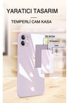 Iphone 12 Pro Uyumlu  Kılıf Glass Kapak - Mavi