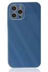 Iphone 12 Pro Uyumlu  Kılıf Glass Kapak - Mavi