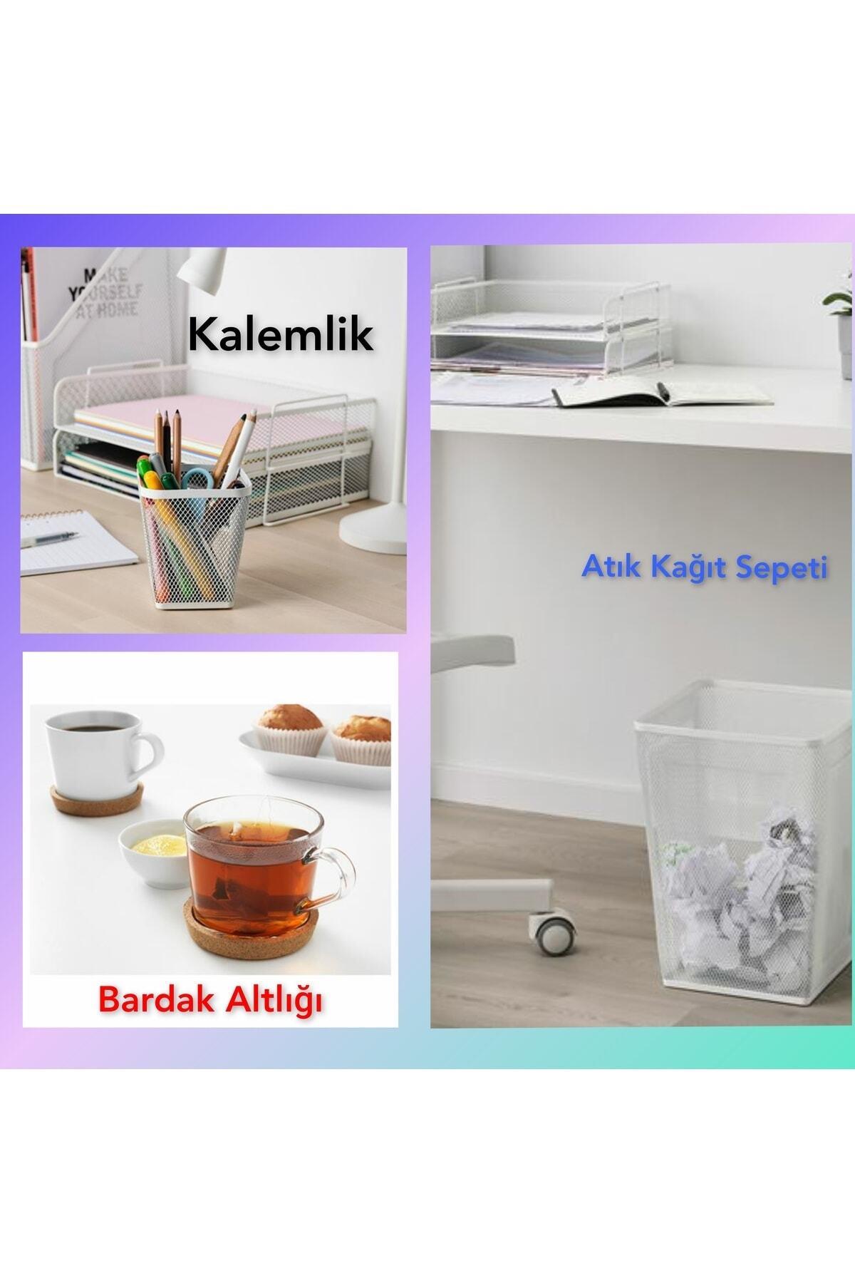 Ofis Aksesuar Seti 02 Atık Kağıt Sepeti + Kalemlik + Bardak Altlığı