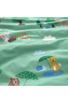 Tek Kişilik Çift Taraflı Çocuk Nevresim Takım MeridyenDukkan Hayvanlar Ormanda Temalı Yeşil-Sarı 150