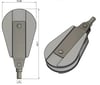 Z-SPARS - MAST BASE BLOCK (80 MM SHEAVE) - 10 MM STUD
