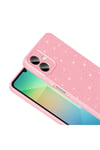 Galaxy A06 Kılıf Kamera Korumalı Simli Lüks NVTH Koton Kapak - Açık Pembe