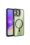 Galaxy A06 Kılıf Standlı ve Kamera Lens Hediyeli M-Safe Şarj Özellikli NVTH Etro Kapak - Siyah