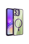 Galaxy A06 Kılıf Standlı ve Kamera Lens Hediyeli M-Safe Şarj Özellikli NVTH Etro Kapak - Siyah