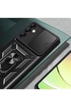Galaxy A14 Kılıf Magnetik Standlı Kamera Korumalı NVTH Sürgülü Vega Kapak - Mavi