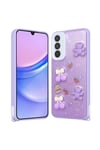 Galaxy A14 Kılıf Parlayan Sıvılı Simli Kabartma Figürlü NVTH Cevze Kapak-Pembe