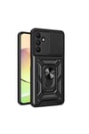 Galaxy A15 Kılıf Magnetik Standlı Kamera Korumalı NVTH Sürgülü Vega Kapak - Siyah