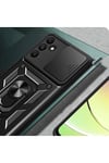 Galaxy A15 Kılıf Magnetik Standlı Kamera Korumalı NVTH Sürgülü Vega Kapak - Siyah