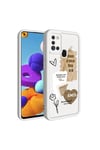 Galaxy A21S Kılıf Kamera Korumalı Baskılı Arka Yüzey NVTH Klas Kapak - Açık Kahve